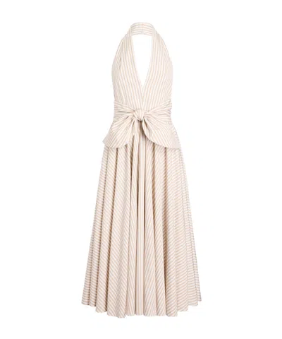 Patou Halterneck Knot Midi Dress In Neutral