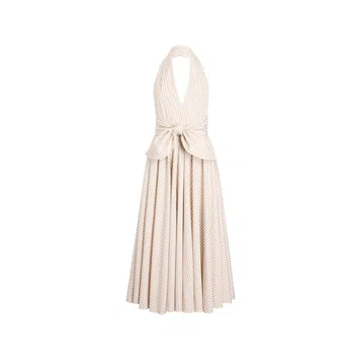 Patou Halterneck Knot Midi Dress In Neutral