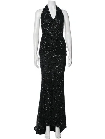 Pre-owned Patou Halterneck Long Dress In Black