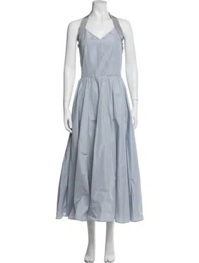 Pre-owned Patou Halterneck Long Dress W/ Tags In Blue