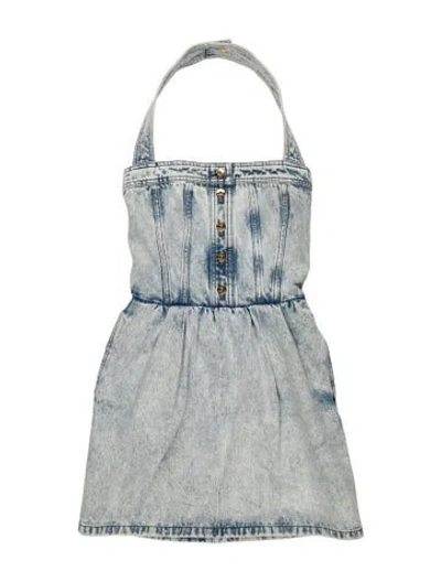 Pre-owned Patou Halterneck Mini Dress In Blue