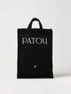 Patou Rectangular Tote Bag With Shoulder Strap And Top Handles In Black