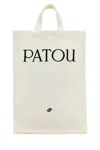 Patou Canvas Shopping Bag Top Handles In White