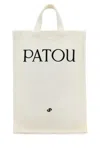 Patou Canvas Shopping Bag Top Handles In White