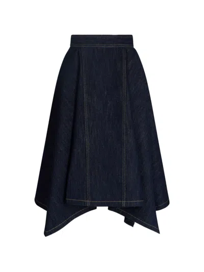 Patou Handkerchief-hem Denim Midi Skirt In Blue