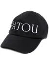 Patou Curved Peak Black Cap With Embroidered Logo In Black