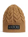Patou Chunky Cable Knit Hat In Brown