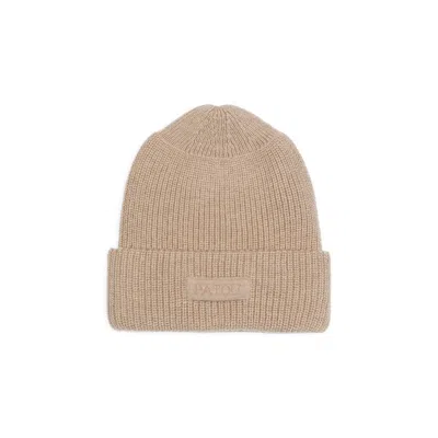 Patou Ribbed Knit Wool Hat With Folded Cuff In Brown