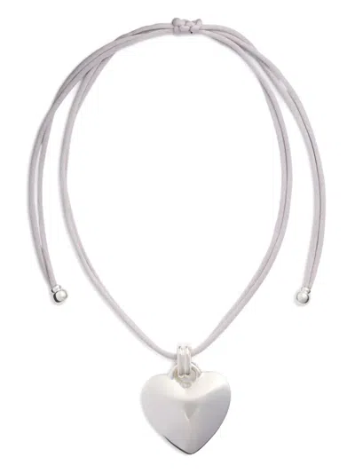 Patou Heart Drawstring Necklace In Metallic