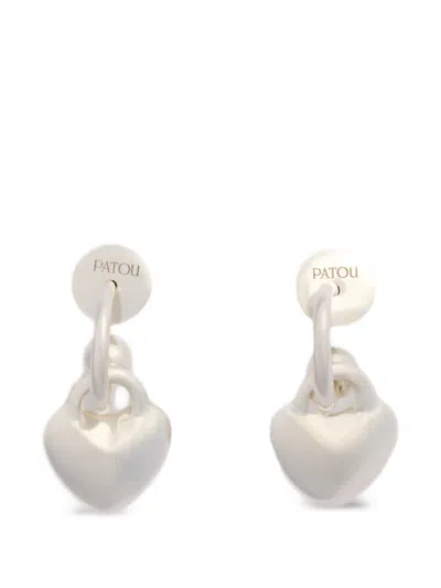 Patou Heart Hoop Earrings In White