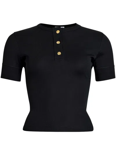 Patou Organic-cotton Henley Top In Black
