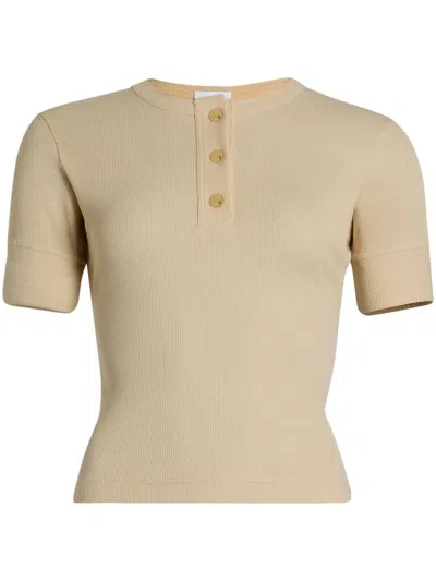 Patou Organic-cotton Henley Top In Neutrals