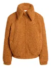 Patou High-neck Faux-fur Bomber Jacket In Brown