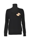 Patou Turtleneck Long Sleeve Sweater In Black