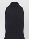 Patou High Neck Ribbed Hem Sleeveless Top In Black