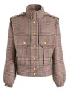Patou Checked Virgin Wool Jacket In Brown