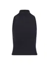Patou High Neck Ribbed Hem Sleeveless Top In Black