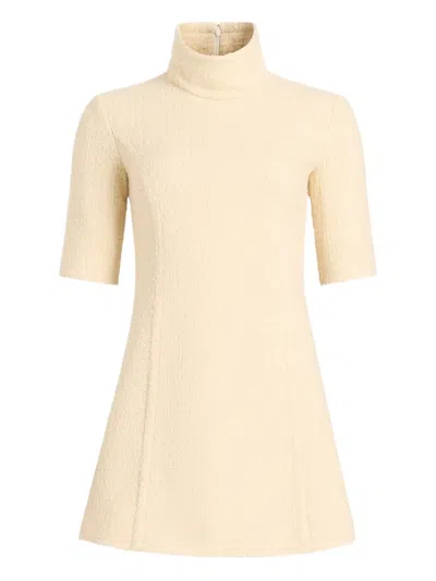 Patou High-neck Tweed Mini Dress In Neutral