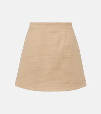 Patou High-rise Cotton-blend Tweed Miniskirt In Beige
