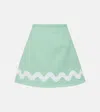 Patou High-rise Cotton-blend Tweed Miniskirt In Green