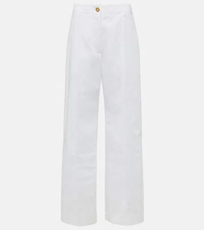 Patou High-rise Cotton Wide-leg Pants In White