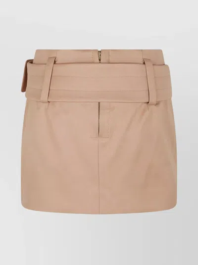 Patou High Waist Buckle Detail Mini Skirt In Neutral