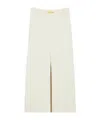 Patou High Waist Denim Skirt With Slits In White
