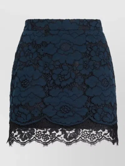 Patou High Waist Midi Skirt Silk Lace In Blue