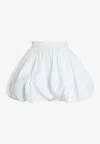 Patou Balloon Silhouette Pleated Skirt With Elastic Waistband In White