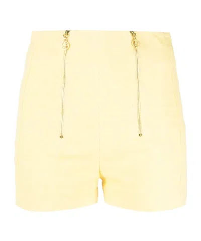 Patou High Waist Tweed Shorts In Yellow
