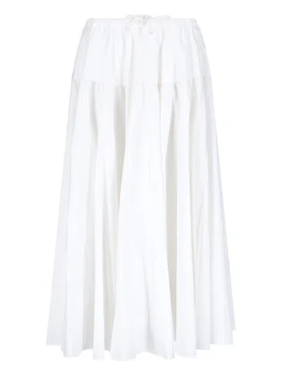 Patou High-waisted Midi Skirt With Draped Detailing In White