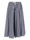 Patou High-waisted Midi Skirt With Draped Details In Navy Blue