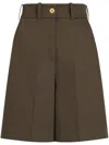Patou High-waisted Military Green Shorts With Pockets In Brown