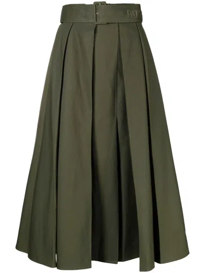 Patou High-waisted Pleated Skirt In Green
