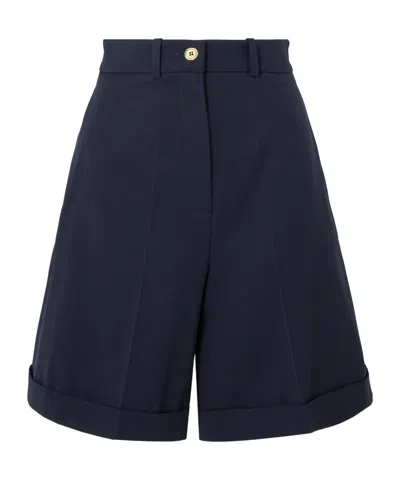 Patou High Waisted Shorts With Side Pockets In Blue
