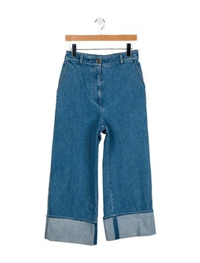 Pre-owned Patou High-rise Wide Leg Jeans In Blue