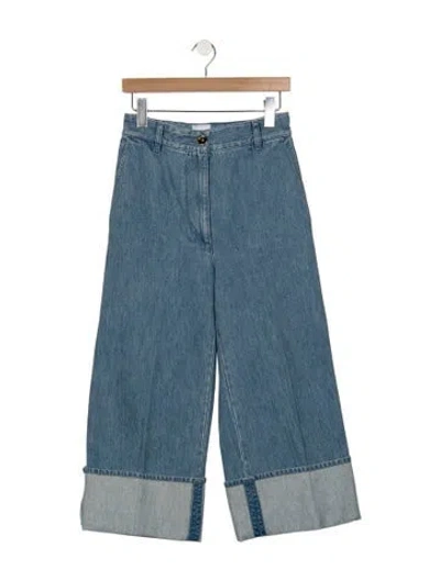 Pre-owned Patou High-rise Wide Leg Jeans In Blue