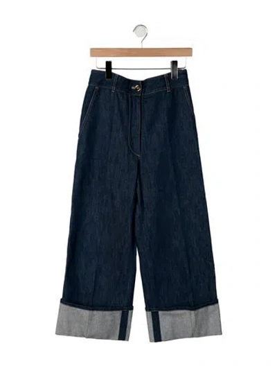 Pre-owned Patou High-rise Wide Leg Jeans In Blue