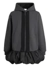 Patou Ruffle Hem Hoodie Dress In Organic Cotton And Faille Clothing In Gray