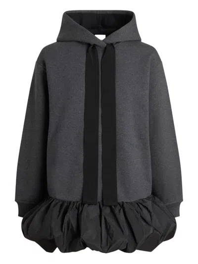 Patou Hooded Cotton Sweatshirt Dress In Gray