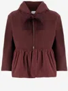 Patou Hooded Sweatshirt With Ruffles In Organic Cotton In Burgundy