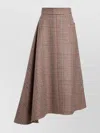 Patou Houndstooth Asymmetrical Midi Skirt In Gold
