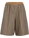 Patou Houndstooth Longline Shorts In Brown