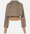 Patou Houndstooth Wool-blend Flannel Bomber Jacket In Beige
