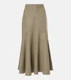 Patou Houndstooth Wool-blend Flannel Midi Skirt In Beige
