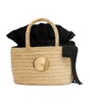 Patou Iconic Raffia Bucket Bag In Nude