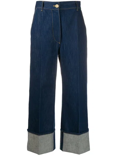 Patou Iconic Cuffed Jeans In Blue