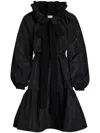 Patou Iconic Drawstring Faille Mini Dress In Black