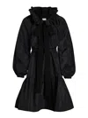 Patou Iconic Drawstring Faille Mini Dress In Negro