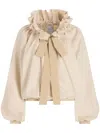 Patou Iconic Drawstring Poplin Top In Neutrals